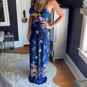 Playful blue multicolored maxi dress